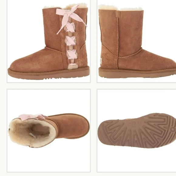 UGG KIDS CHE RIBBON LACE UP Boots KID YOUNG SIZE 3 - Picture 2 of 8